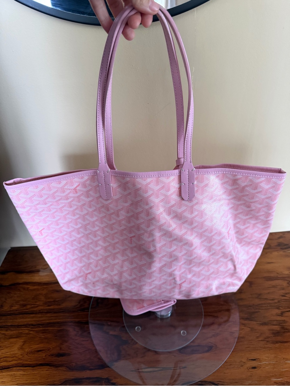 Pink Chevron Tote with Pouch - Picture 4 of 12